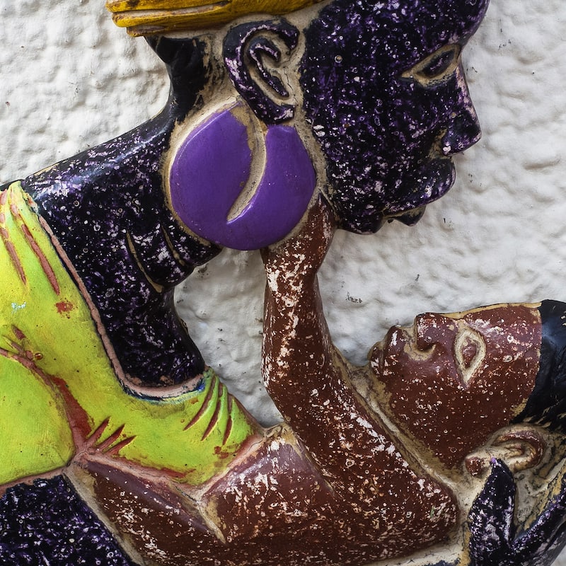 Novica Handmade Sweet Mama Wood Relief Panel