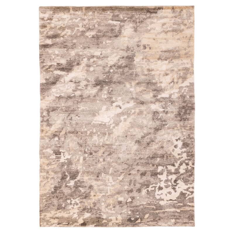 ECARPETGALLERY Hand-knotted Legacy Grey Silk Rug - 5'7 x 7'11
