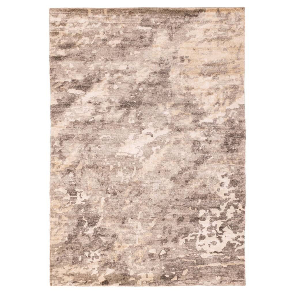 ECARPETGALLERY Hand-knotted Legacy Grey Silk Rug - 5'7 x 7'11