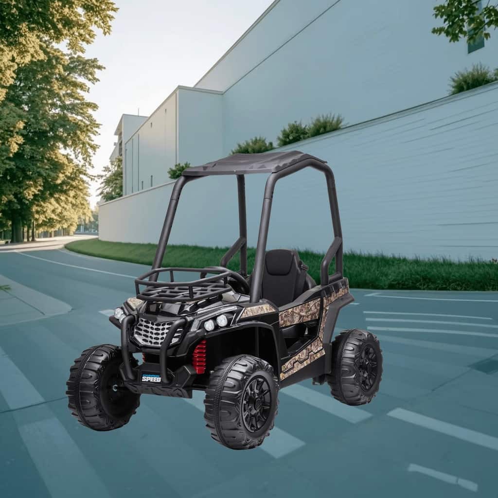 Battery-Powered 12V Kids Ride On UTV with Dual Control, Music, Suspension, and Authentic Driving Experience for Ages 3-6