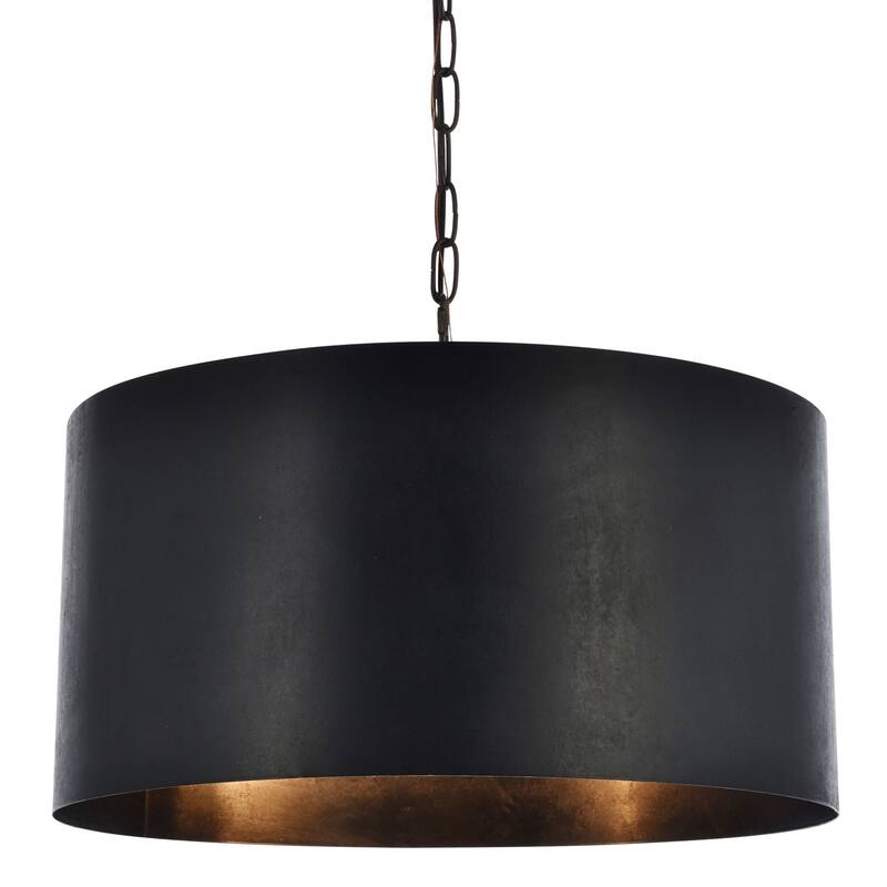 Elegant Lighting Miro 3 Light 20" Pendant with Metal Drum Shade - Vintage Black