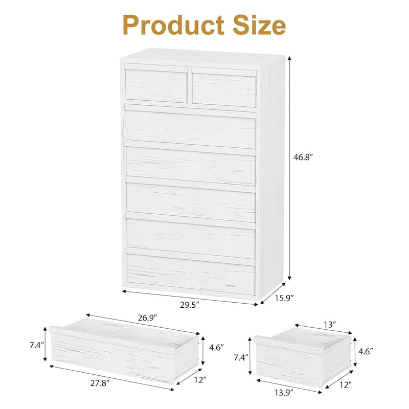 5/7 Drawer Dresser for Bedroom, Modern 5 Chest of Drawers Tall with Large Drawers Storage, Wooden Dresser Organizer