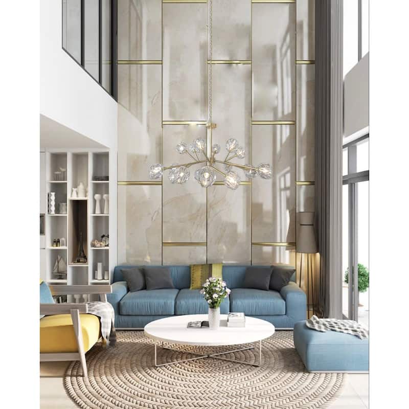 Brass Sputnik Modern Crystal Chandelier 43 in Wide 18 Lights