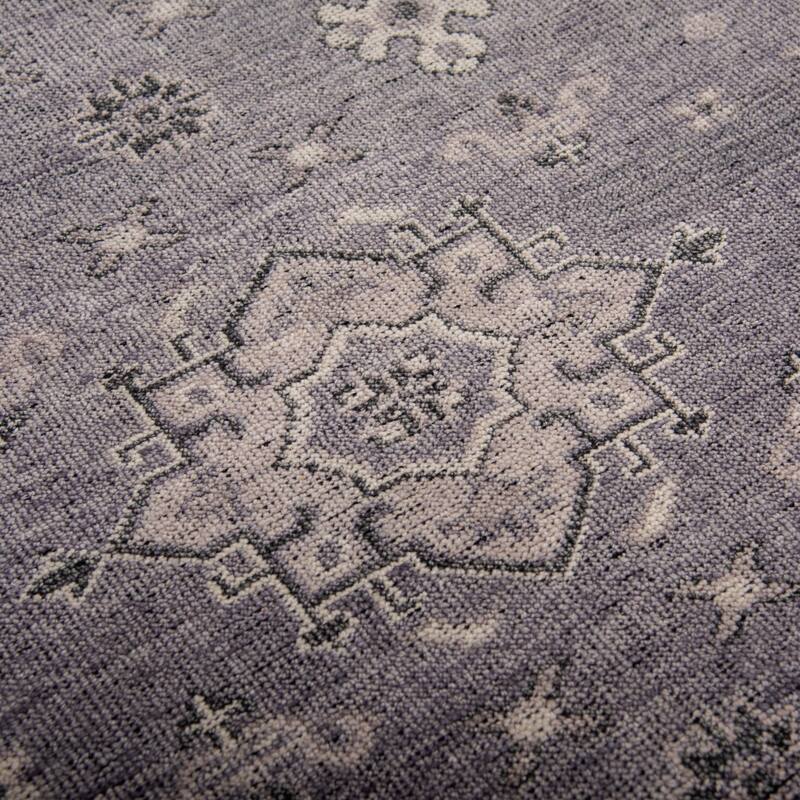 Alora Decor Antique Hand-Knotted Gray and Beige Medallion Rug