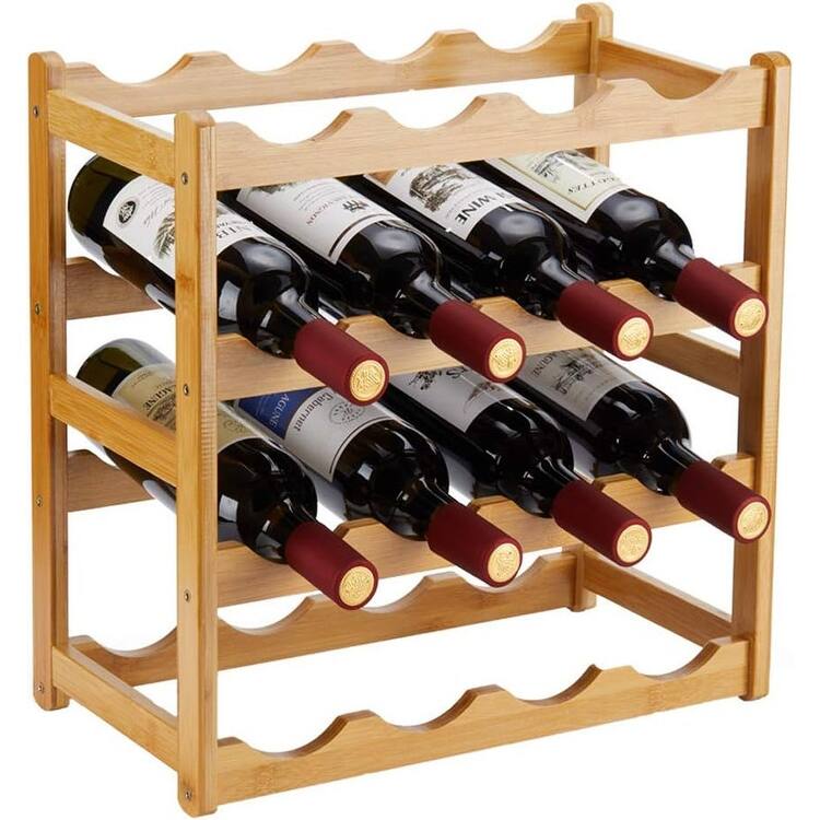 Sturdy and Durable Countertop Wine Storage Cabinet Shelf - 4 Tier Natural