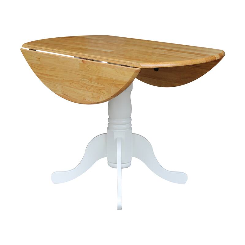Round Pedestal Base Solid Wood 42-inch Drop-leaf Dining Table
