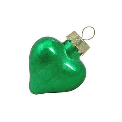 Shiny Finish Glass Heart Christmas Ornaments 1.75" (45Mm) Green 56Ct