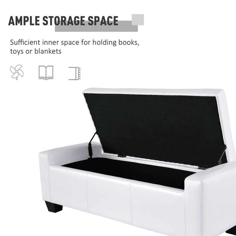 Faux Leather Storage Ottoman Bench with Soft Foam Seat and Hidden Storage for Living Room - 50.5" L x 19.75" W x 17.75" H