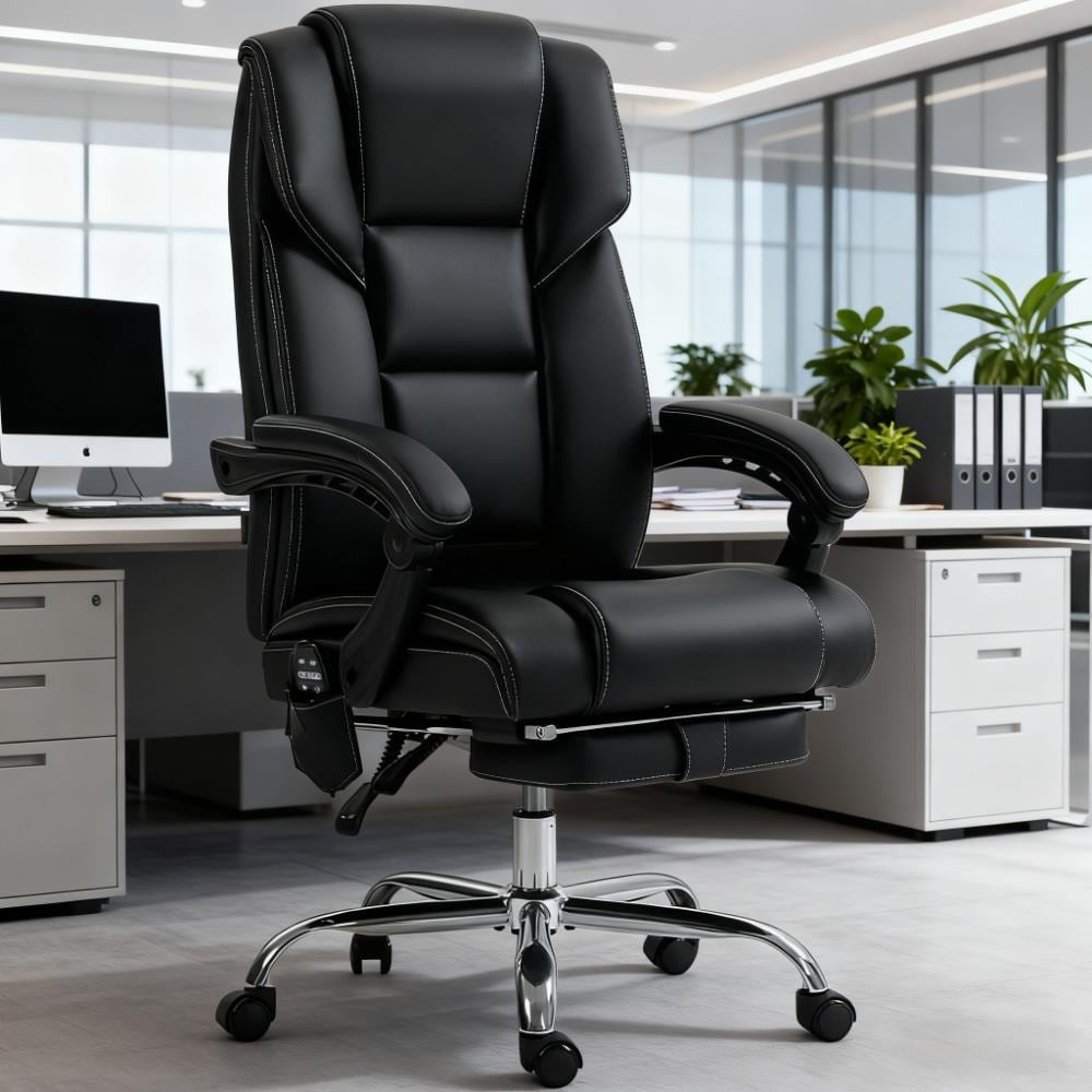 Office Chair with Massage & Reclining Footrest - Unmatched Comfort for All-Day Work & Leisure