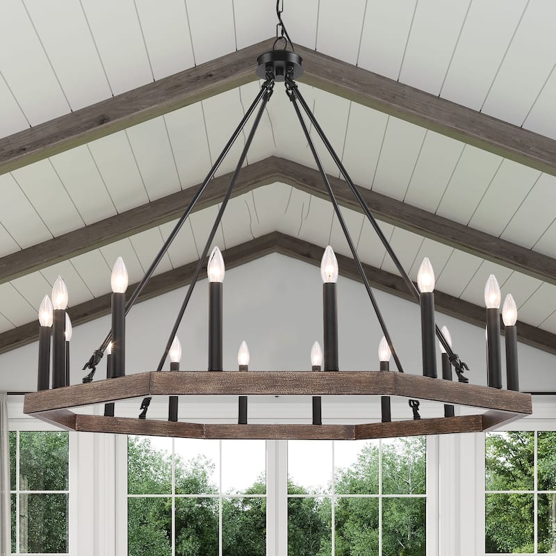 Acroma 16-light 40In Farmhouse Geometric Chandelier Candle Lighting - D 40'' * H 139''