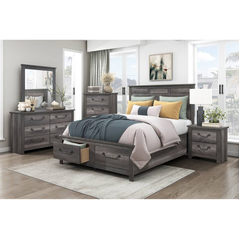 Traditional 2-Drawer Nightstand in Gray Finish with Metal Glides