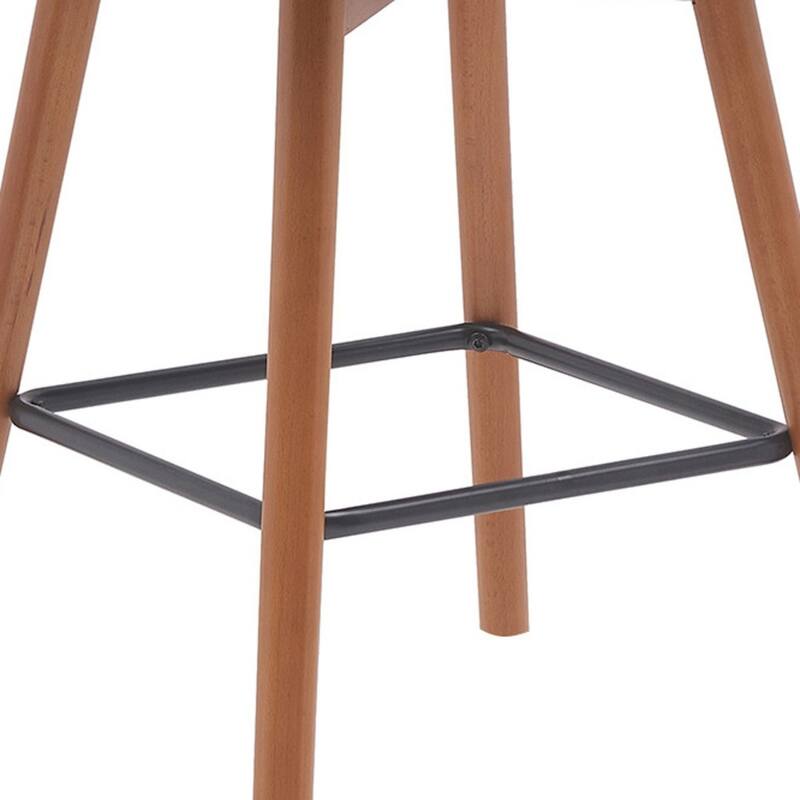 Faux Leather Swivel Bar Chair with Solid Wood Base and Footrest