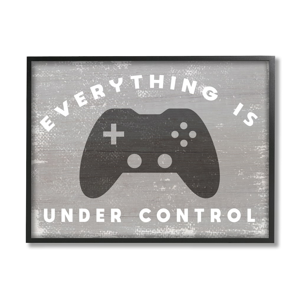 Stupell Everything is Under Control Rustic Video Game Controller Framed Wall Art - Grey