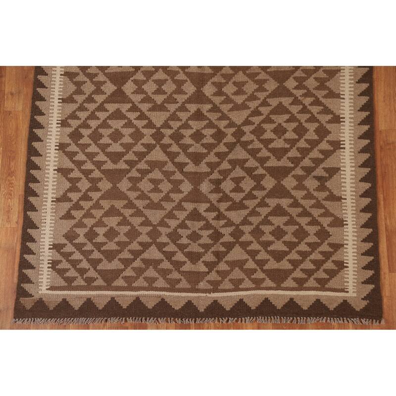Reversible Kilim Oriental Area Rug Flat-weave Living Room Wool Carpet - 5'2" x 6'7"