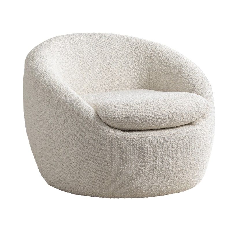 Modern Teddy Boucle Fabric Swivel Barrel Accent Chair, Set of 1 - Beige