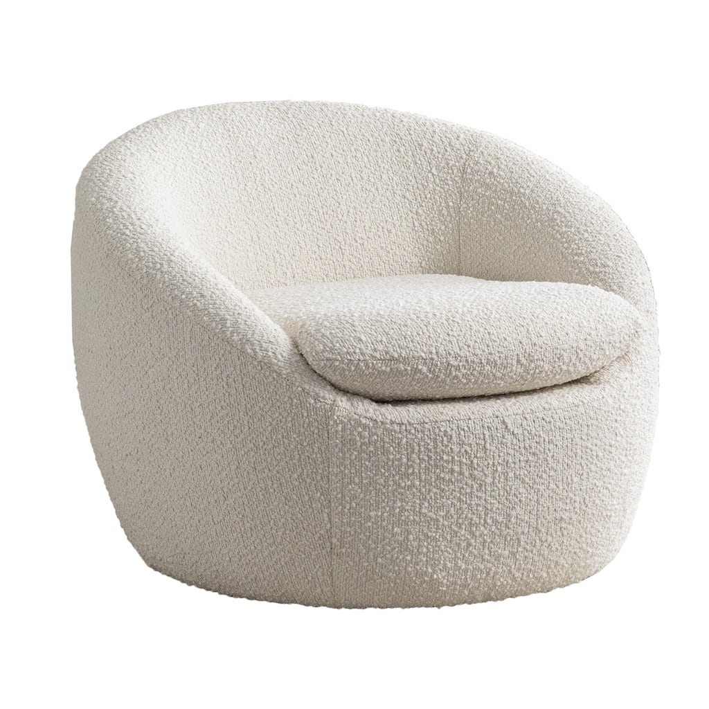 Modern Teddy Boucle Fabric Swivel Barrel Accent Chair, Set of 1