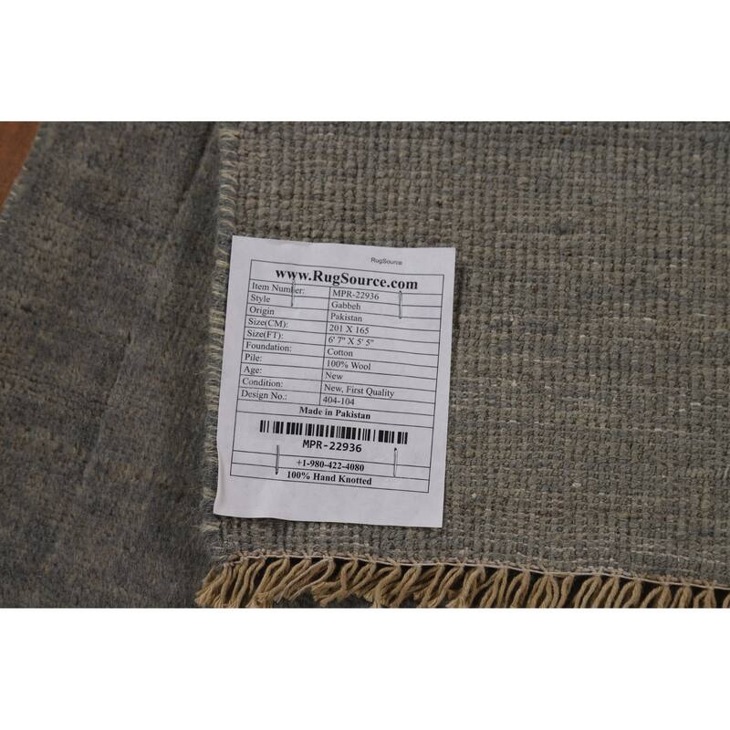 Gray Modern Gabbeh Oriental Rug Handmade Wool Carpet - 5'5"x 6'7"