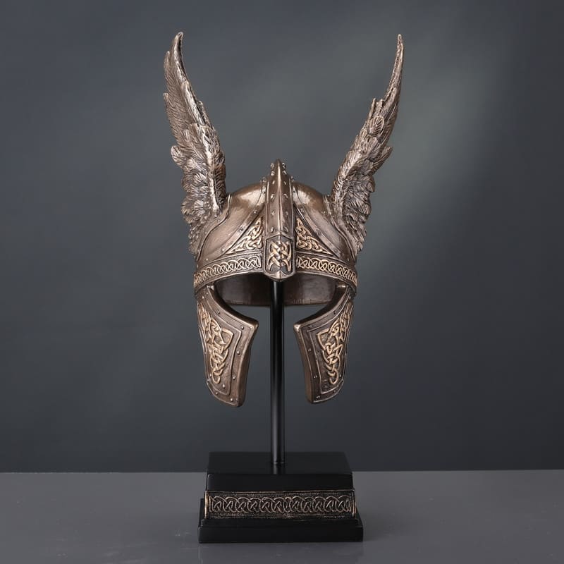 9.45 inches Height Cold Cast Bronze Norse Winged Helmet of Odin Bronze Finish Figurine