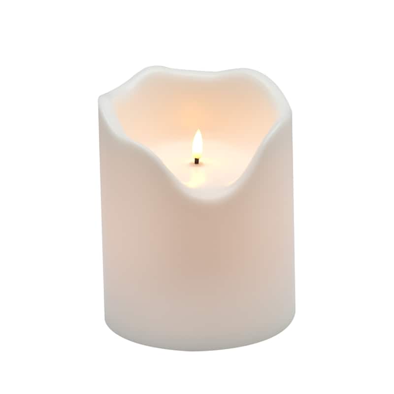 Small LED Lighted Melted Flameless Pillar Candle - 7.75" - White