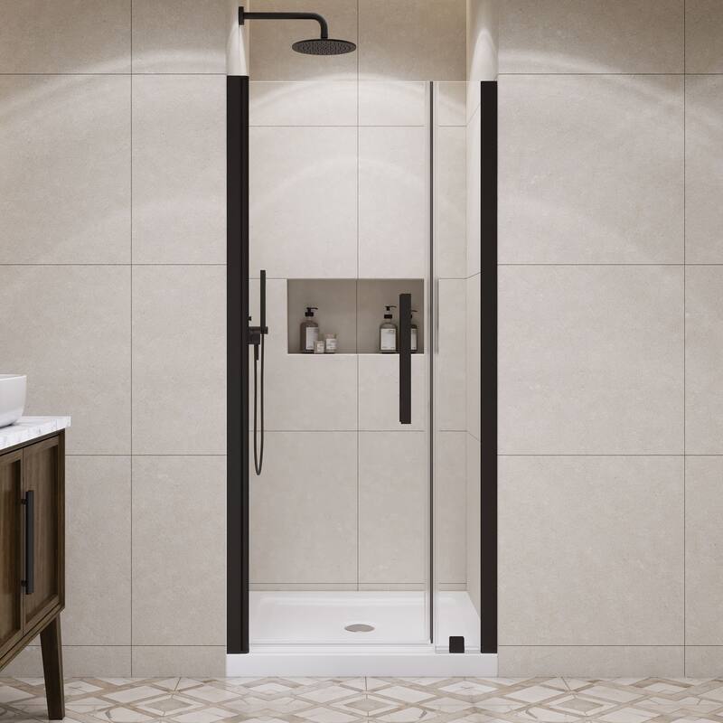 OVE Pasadena Alcove Frameless Pivot Shower Door Kit with Base Pan, 2025