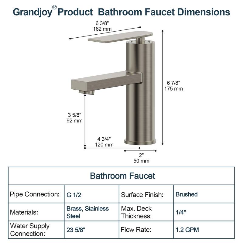GRANDJOY 2-Pack Modern Single Handle Bathroom Vanity Faucet, Single-Hole Installation