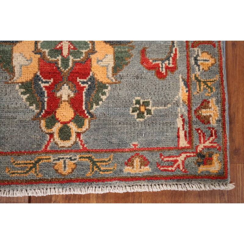 Gray Kazak Oriental Runner Rug Handmade Wool Carpet - 2'1" x 5'9"