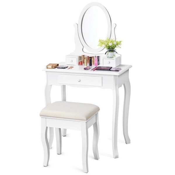 Shop Costway White Vanity Table Jewelry Makeup Desk Bench Dresser