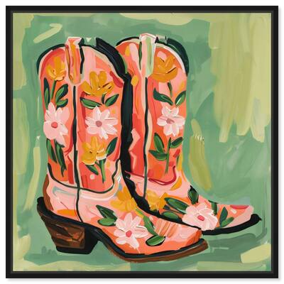 Wildflower Cowboy Boots Canvas by Art Remedy