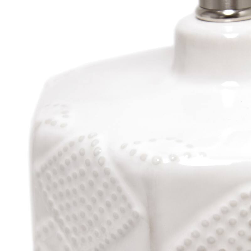 19 in. Off White Finish Table Lamp with White Shade, Desk Lamp for Writing and Computer Desks