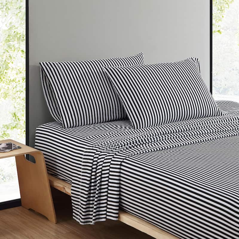Marimekko Printed Cotton Percale Sheet and Pillowcase Sets - Full - Ajo Black