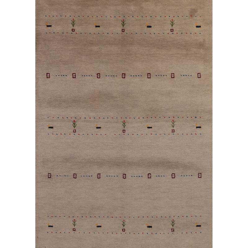 Gabbeh Oriental Rug Bedroom Hand-Knotted Wool Carpet - 4'8" x 6'7"