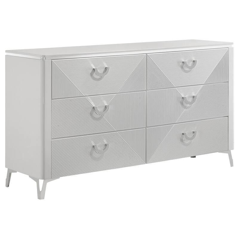 Cassia 6-drawer Bedroom Dresser Cabinet White High Gloss - Dresser