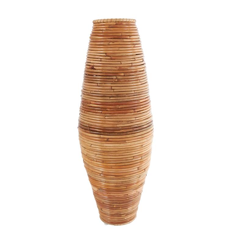 Brown Rattan Handmade Tall Wrapped Decorative Vase