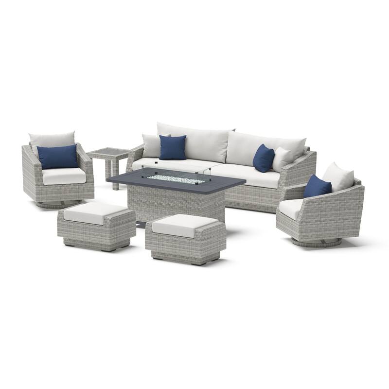 Cannes 8 Piece Sunbrella Outdoor Patio Motion Fire Set