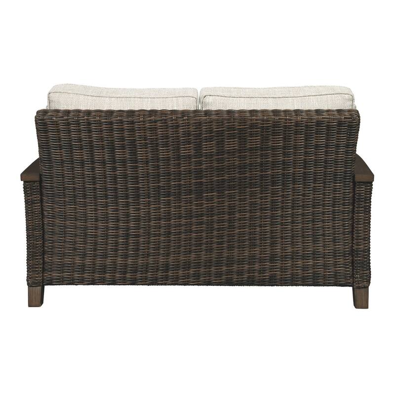Paradise Trail Outdoor Loveseat with Cushion - Medium Brown - 58.5" W x 35.75" D x 38.25" H