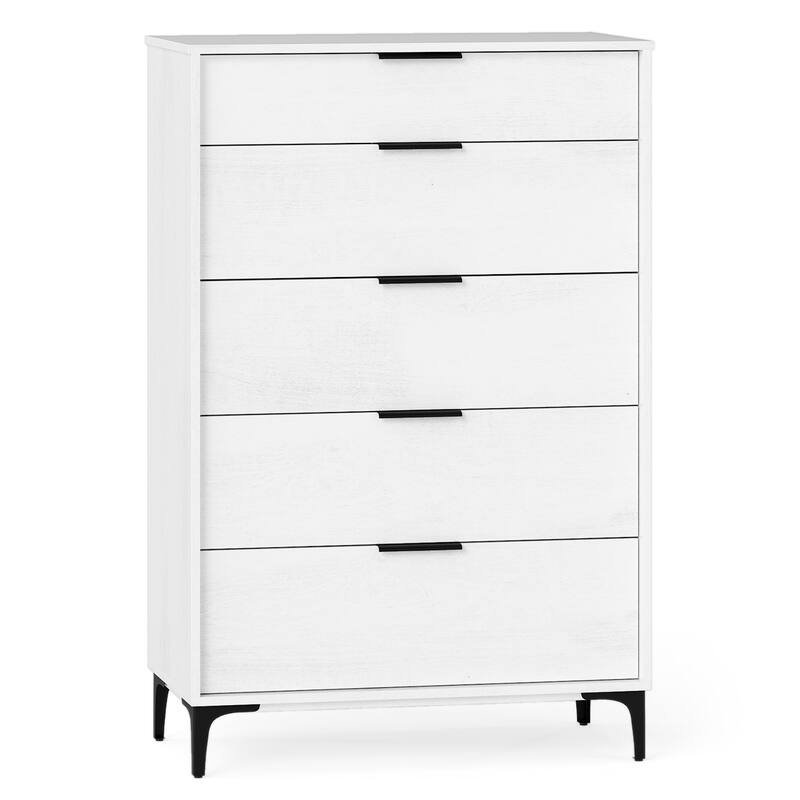 Gymax Freestanding 5-drawer Dresser w/Sturdy Metal Legs Interlock
