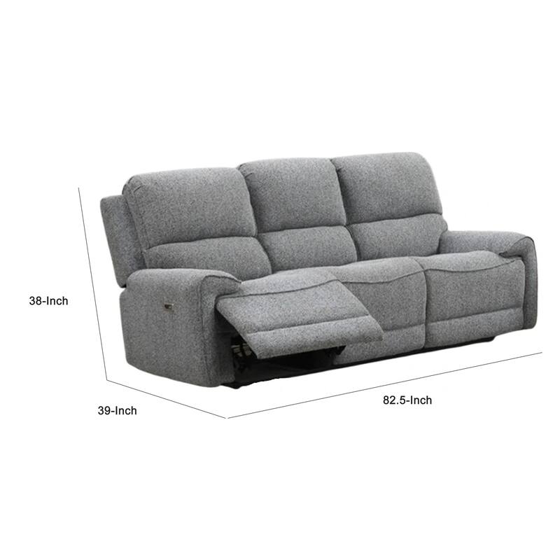 Cote Sofa, Power Reclining, Gray Boucle, USB Charging Ports, 83 Inch