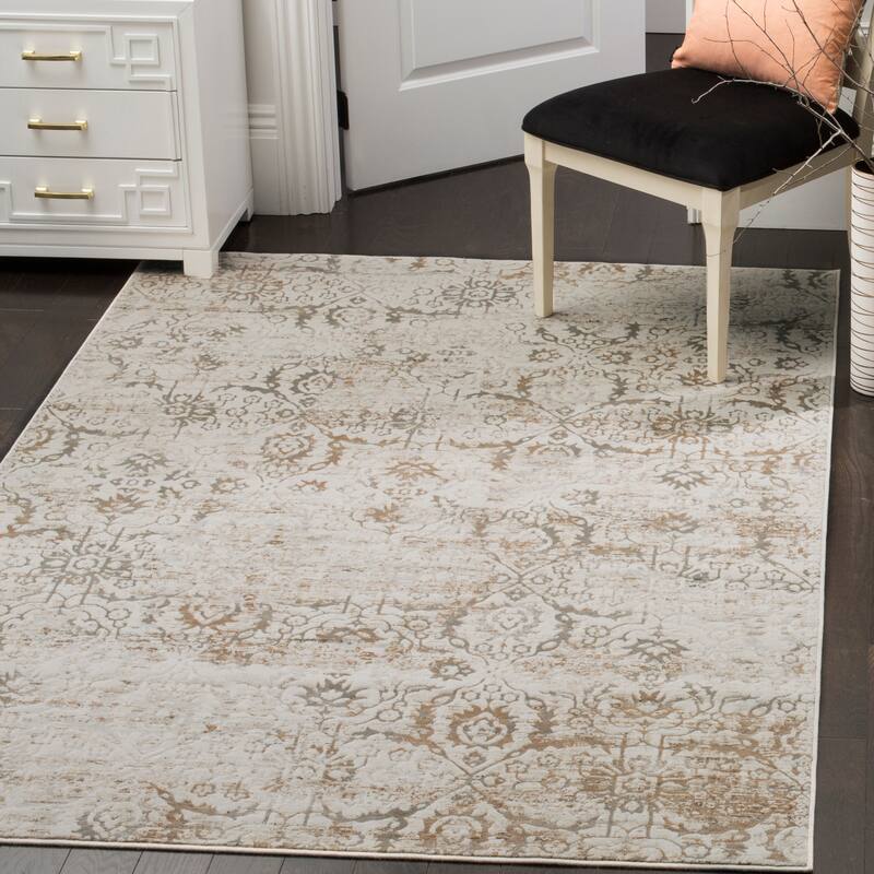 SAFAVIEH Artifact Irmelin Distressed Vintage Boho Abstract Rug - 6'7" x 9'2" - Grey/Cream