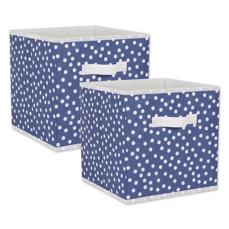 DII Nonwoven Polyester Cube Small Dots - Small Set Of 2 - French Blue/White
