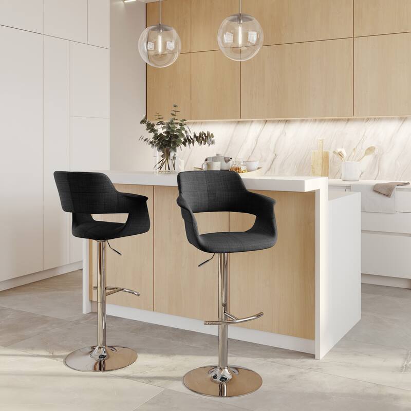 Lumisource Barstool with Swivel in Black and Charcoal, Set of 2 - 19"Lx23.5"Wx39-47.5"H
