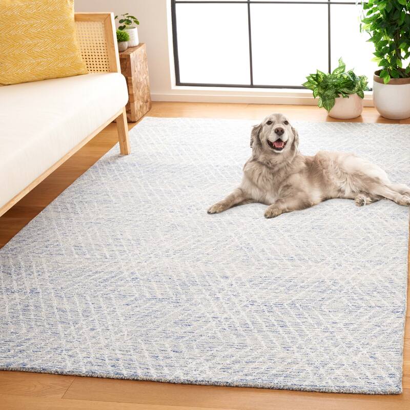 SAFAVIEH Handmade Abstract Þorleif Geometric Wool Rug - 8' x 10' - Blue/Ivory