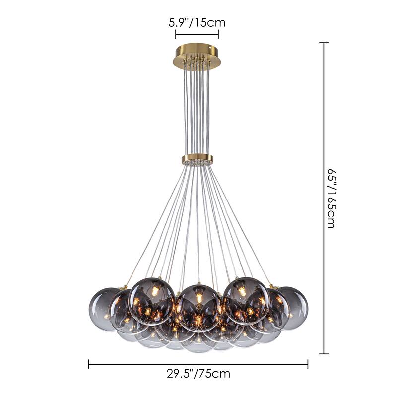 13/ 19-Light Modern Glam Gold Sputnik Cluster Swirled Glass Globe Bubble Chandelier for Dining Room