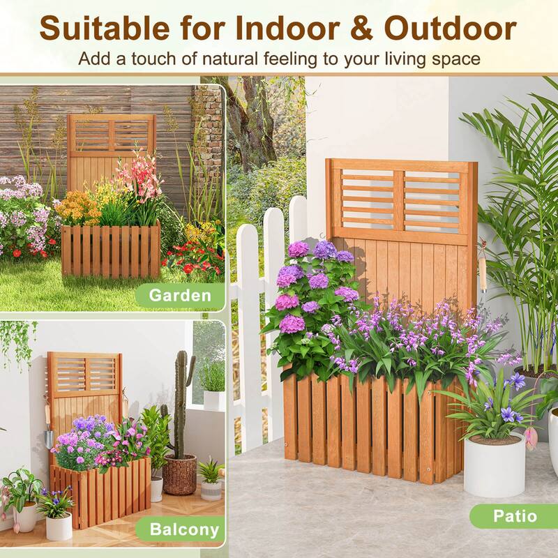 Costway 1/2 PCS Wooden Plant Stand Raised Garden Bed with Trellis &