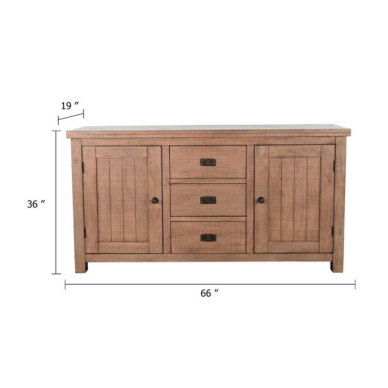 Camie Buffet Server, 3 Drawers, 2 Cabinets, Wine Racks, Brown Mahogany