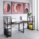 preview thumbnail 17 of 23, Utopia Alley Computer Desk with Shelves - 47-inch Black Metal Desk with 4-Tier Storage Bookshelves, Rustic Brown & Black