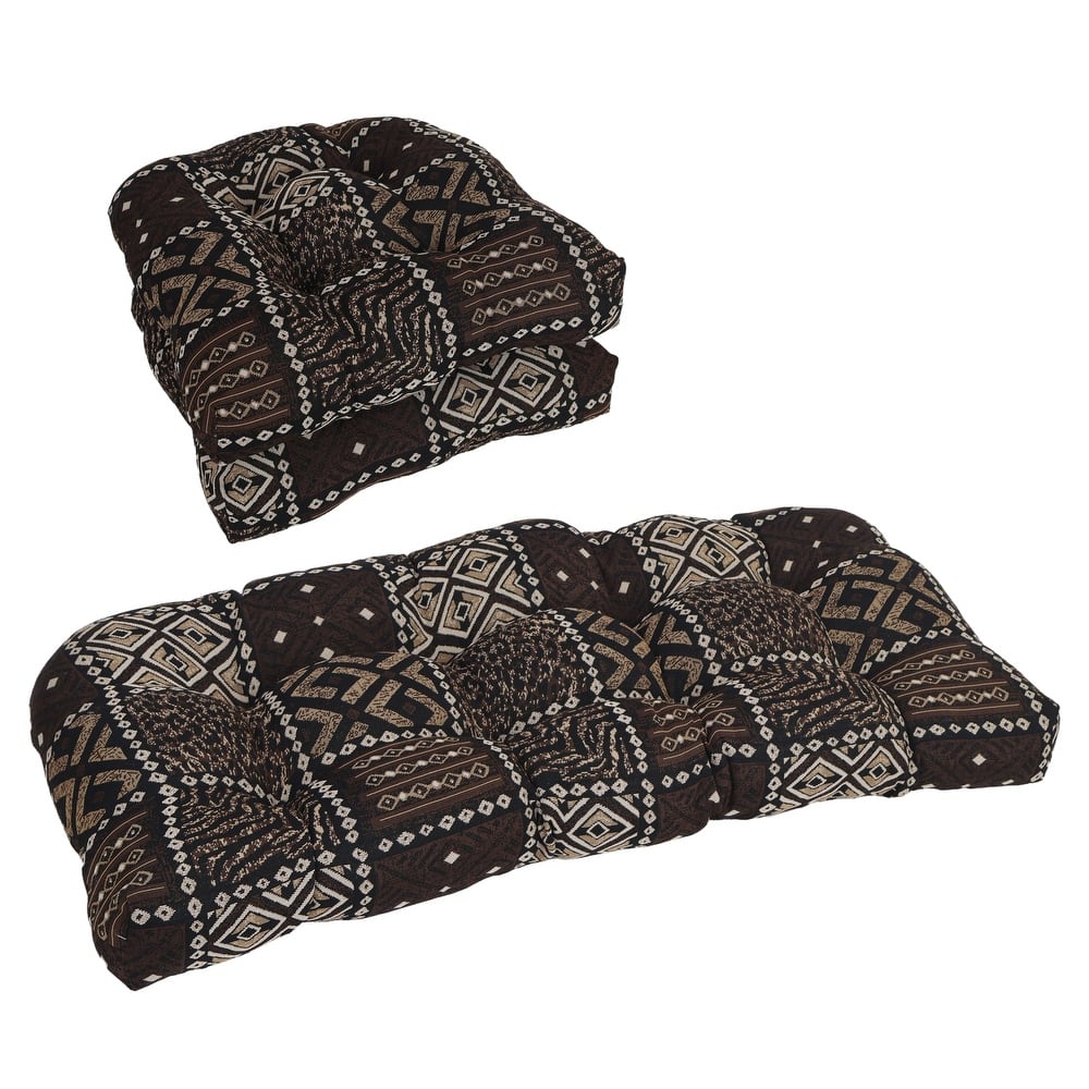 Rounded Back Tapestry Settee Cushion Set (Set of 3, Multiple Patterns)