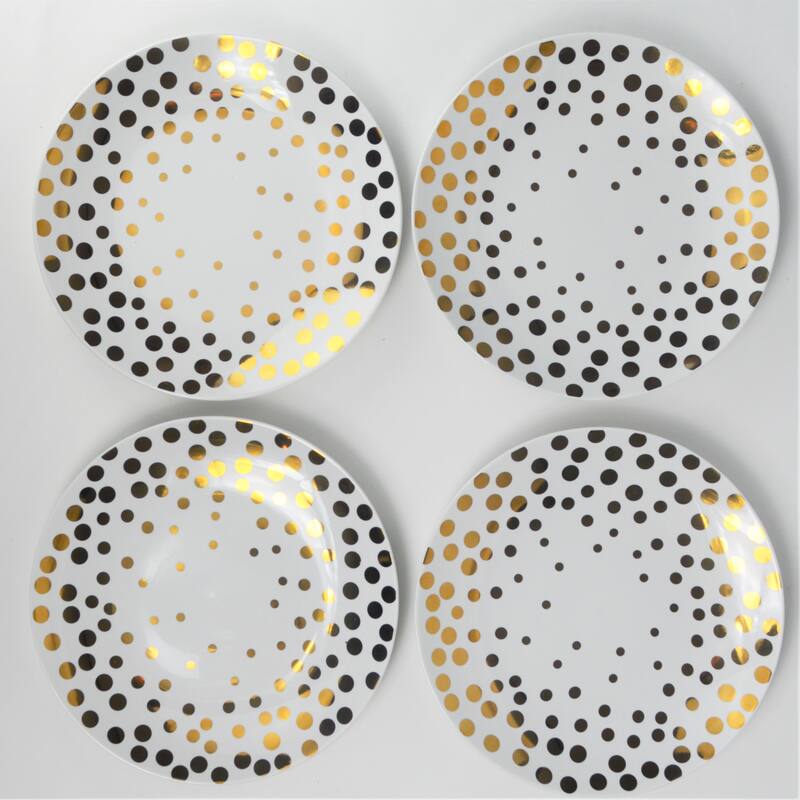 Euro Ceramica Porcelain 4 Piece Gold Accent Plates Set - Echo