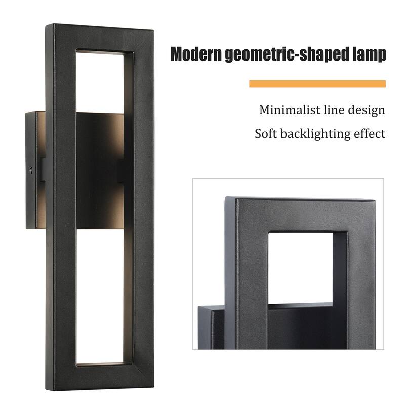 2-Pack Matte Black Iron Integrated LED Outdoor/Indoor Wall Sconce