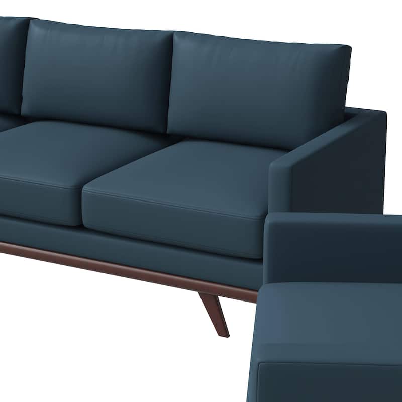 3-Piece Sofa Set Upholstered in Leather with Birch Wood Base Chester Collection