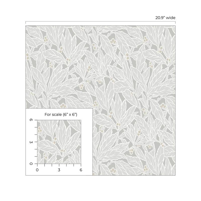 Seabrook Designs Leaf and Berry Nonwoven Unpasted Wallpaper